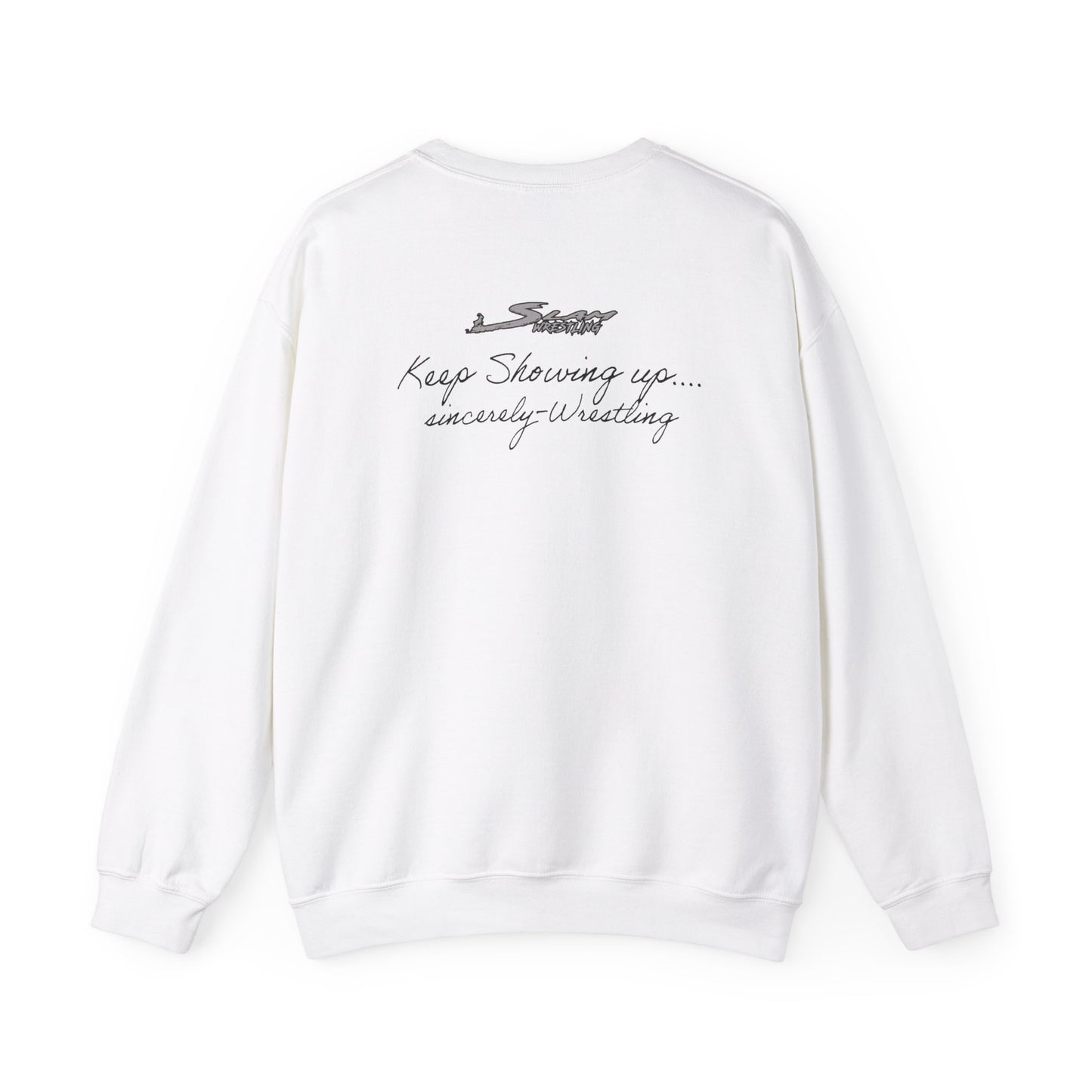 Keep Showing Up - Sincerely, Wrestling" Girls' Crew Neck Sweater